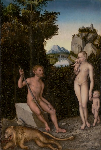 A Faun and His Family with a Slain Lion, c.1526 by Lucas the Elder Cranach
