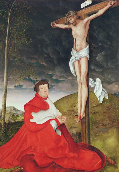 Albert, Cardinal Elector of Mainz at the Foot of the Cross by Lucas the Elder Cranach