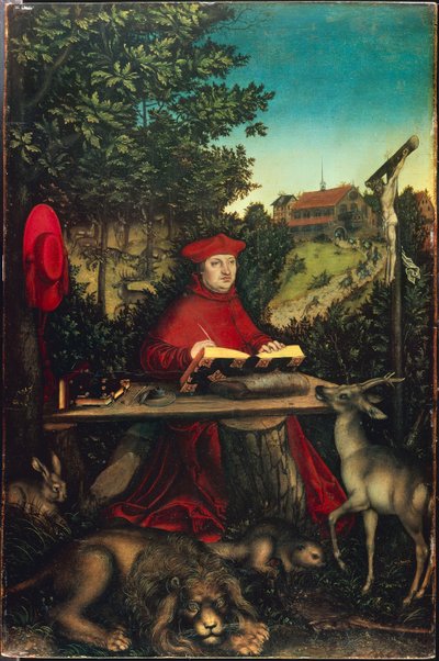 Cardinal Albrecht of Brandenburg as Saint Jerome by Lucas Cranach the Elder by Lucas the Elder Cranach