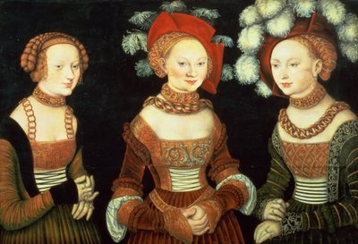 Three Princesses of Saxony, Sibylla, Emilia and Sidonia, Daughters of Duke Heinrich of Frommen by Lucas the Elder Cranach