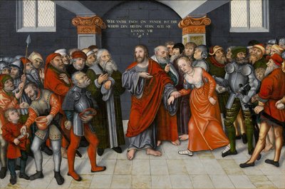 Christ and the Woman Taken in Adultery by Lucas the Younger Cranach