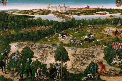 Hunt in Honour of the Emperor Charles V near Hartenfels Castle, Torgau by Lucas the Younger Cranach