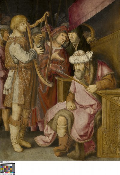 David Playing his Harp for Saul by Lucas van (after) Leyden
