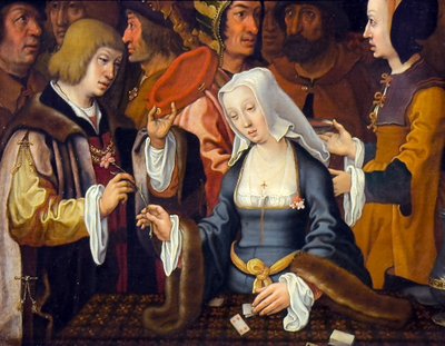 The Card Reader by Lucas van (after) Leyden