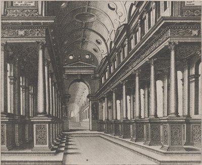 Interior of a Church with a Statue in the Far Background by Lucas van Doetechum and Johannes