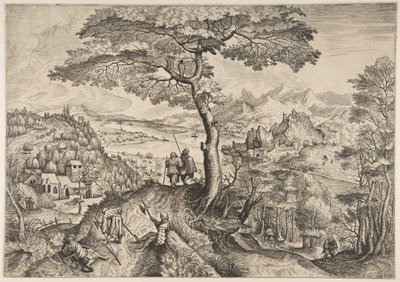 Soldiers at Rest from The Large Landscapes, ca. 1555-56 by Lucas van Doetecum