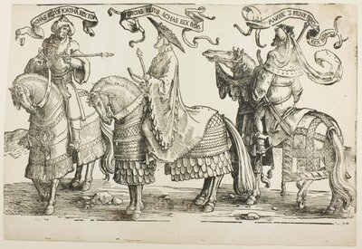 Ahaz, Hezekiah, Manasses, plate four, from The Twelve Kings of Israel by Lucas van Leyden