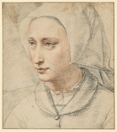 Bust of a Woman with a Bonnet, Turned Half Left by Lucas van Leyden