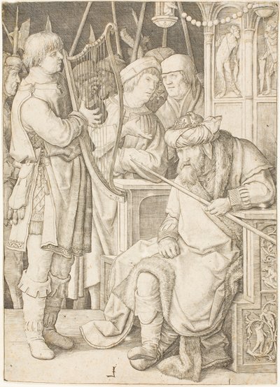 David Playing the Harp Before Saul by Lucas van Leyden