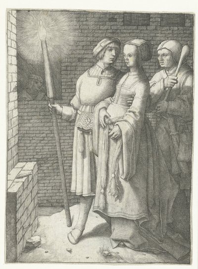 Young Man with a Torch, a Woman and a Jester by Lucas van Leyden