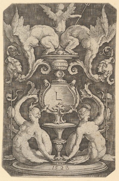 Panel of Ornament with Two Sirens by Lucas van Leyden