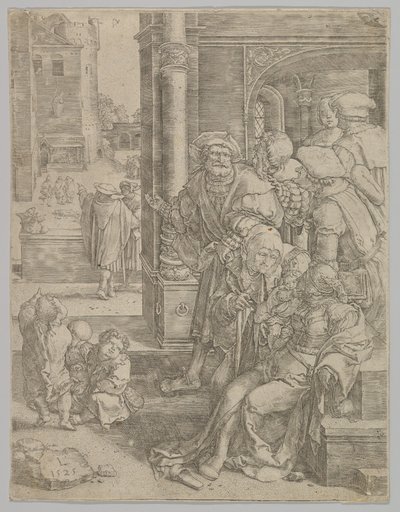 Poet Virgil Suspended in a Basket by Lucas van Leyden