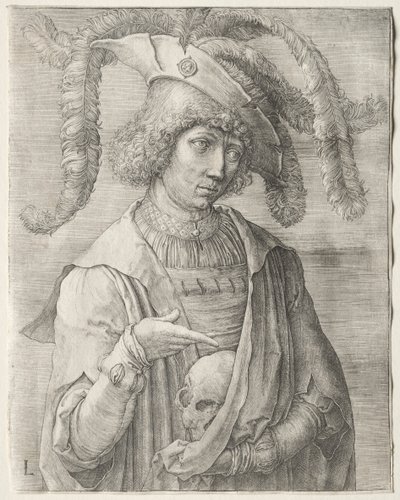 Portrait of a Young Man with a Skull by Lucas van Leyden