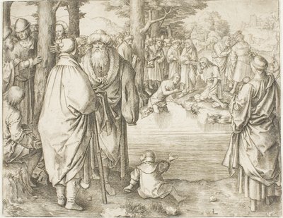 The Baptism of Christ in the River Jordan by Lucas van Leyden