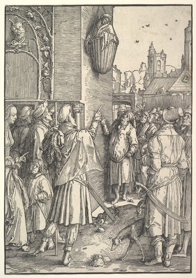 The Poet Virgil in a Basket by Lucas van Leyden