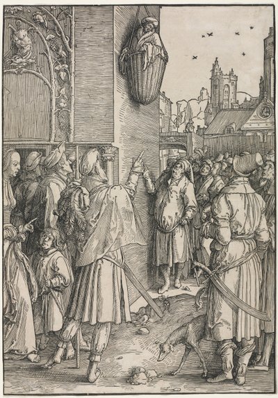The Power of Women: The Poet Virgil Suspended in a Basket by Lucas van Leyden