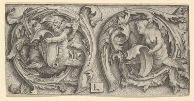 Triton and Siren in Tendrils by Lucas van Leyden