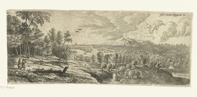 Landscape with Men Carrying Sticks (Brede landschappen) by Lucas van Uden