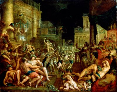 Midas Feast in Honour of Bacchus and Silenus by Lucas van Valckenborch