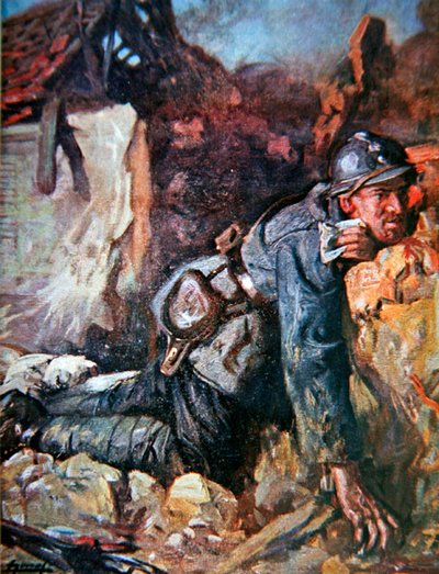 Wounded Messenger at the Battle of Verdun by Lucien Hector Jonas