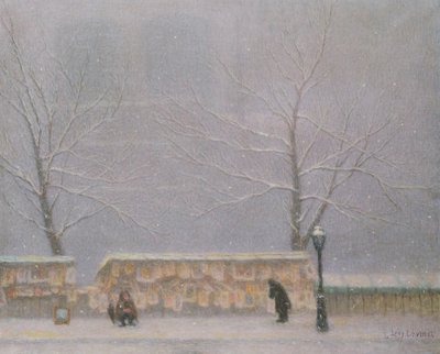 Notre-Dame, seen from the Left Bank, in snowy weather by Lucien Levy Dhurmer