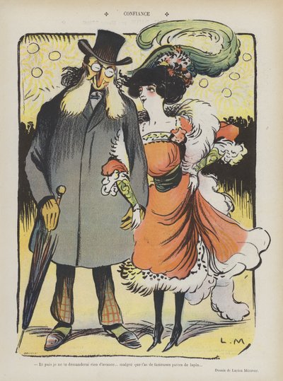 Confidence. Illustration for Le Rire by Lucien Metivet