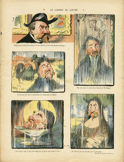 Illustration in Le Rire, 20/11/09 - The Louvre Guardian (engraving) by Lucien Metivet