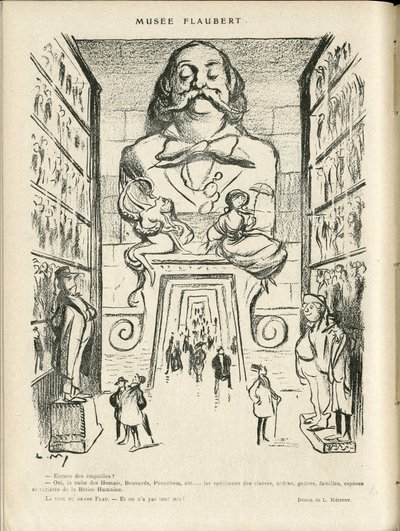 Illustration in Le Rire, 24/12/21 - Museum Flaubert (engraving) by Lucien Metivet
