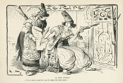 Illustration in Le Rire, 26/10/12 - The Peace of Ouchy - Balkans, Switzerland, War 14-18, Treaty of Lausanne by Lucien Metivet