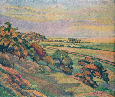 Rye from Cadborough, Sunset by Lucien Pissaro