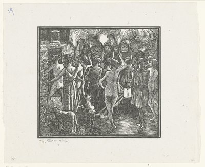 The Torchlight Procession (series title: Daphnis and Chloe) by Lucien Pissarro