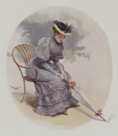 Seated Woman with an Umbrella by Lucius Rossi