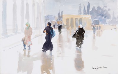 Pilgrims on The Temple Mount, Jerusalem by Lucy Willis