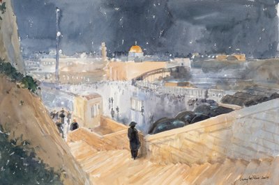 The Western Wall, Night, Jerusalem, 2019 by Lucy Willis
