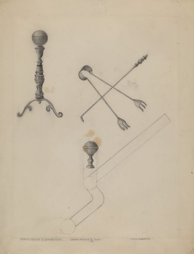 Andiron and Fireplace Set by Ludmilla Calderon