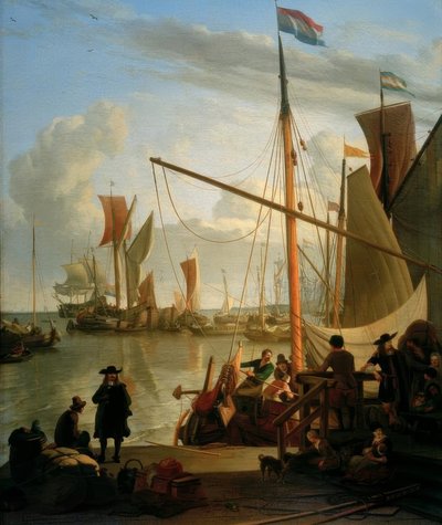 The IJ before Amsterdam from the Mosselsteiger or the Bothhuisjes by Ludolf Backhuysen