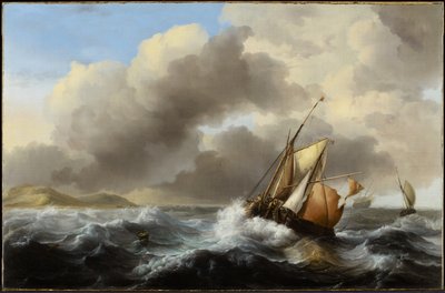 Fishing Vessels Offshore in a Heavy Sea, 1864 by Ludolf Backhuysen
