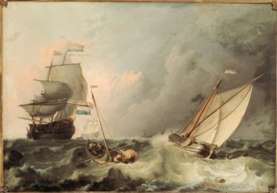 Sailing Ships on Rough Sea by Ludolf Backhuysen