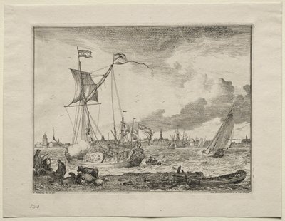 View of Amsterdam with Ships in Foreground by Ludolf Backhuysen