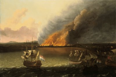 Seascape with a Fire in the Distance, 1667 by Ludolf Backhuysen I