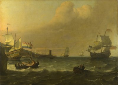 Dutch Men-of-war entering a Mediterranean Port, 1681 by Ludolf Bakhuizen