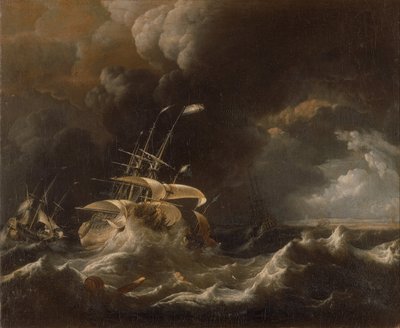 Dutch Merchant Ships in a Storm by Ludolf Bakhuizen