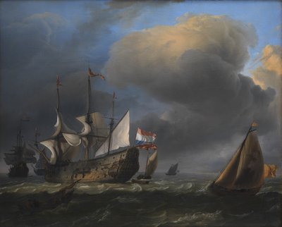 Seascape with Dutch Men-of-War and Fishing Boats by Ludolf Bakhuizen