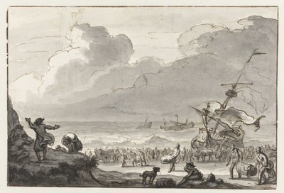 Loading of a Ship Brought Ashore by Ludolf Bakhuysen