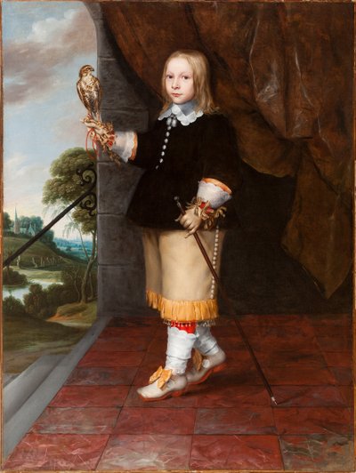 Portrait of a Young Boy Holding a Kestrel by Ludolf de Jongh