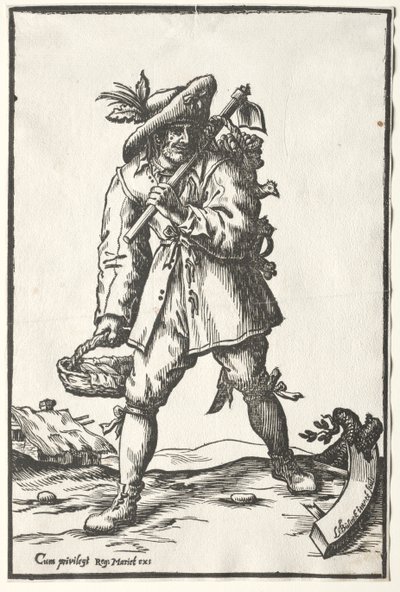 Peasant with Hoe, Basket and Hen by Ludolph Büsinck