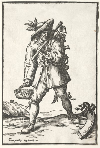 Peasant with Hoe, Basket and Hen by Ludolph Büsinck