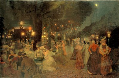 The garden of the Bullier Ball, at night by Ludovic Vallee