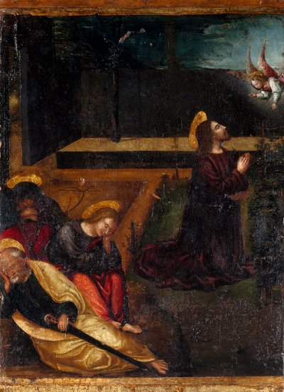 Prayer in the garden of olive trees. Series of the 15 mysteries of the Rosary by Ludovico Brea