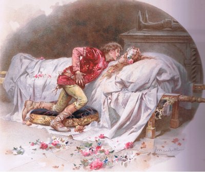 Thy drugs are quick. Thus with a kiss I die, illustration from Romeo and Juliet by Ludovico Marchetti